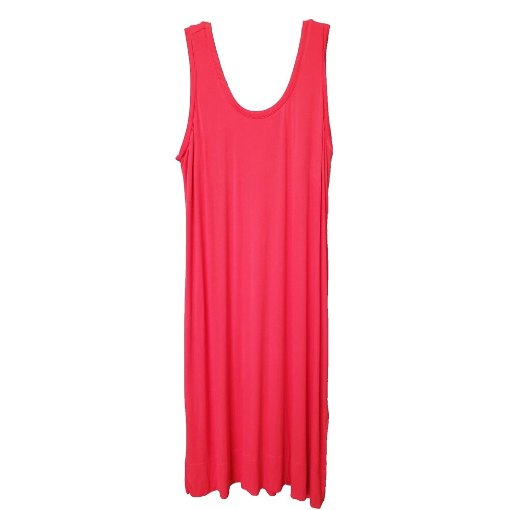 Soma Orange Jersey Knit Scoop Neck Sleeveless Midi Dress w/Shelf Bra Size XXL